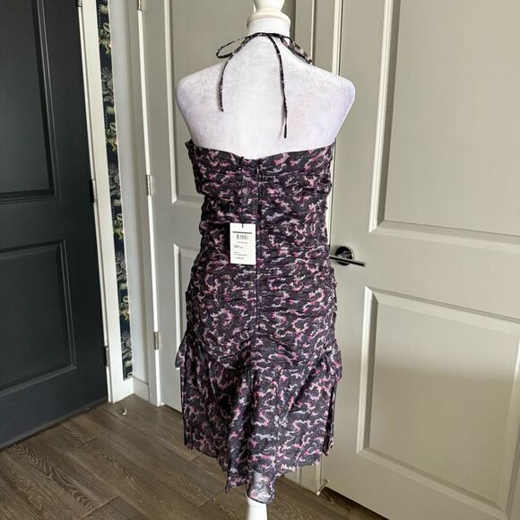 NWT Isabel Marant Étoile Ilanka Ruched Halter Ruffle Hem Dress Size 42 US 10 - Picture 5 of 9